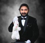 Magician Vasanth performs magic with rabbit and cap