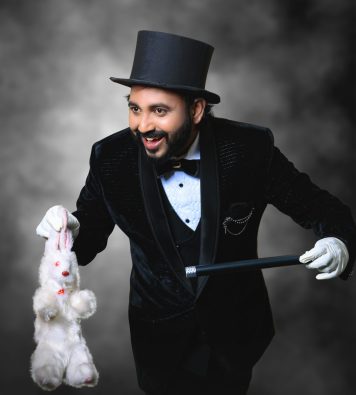 Magician vasanth performs magic with rabbit